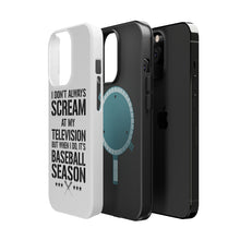 DistinctInk ToughCase for Apple iPhone, Compatible with MagSafe Charging - Baseball Season Scream at my TV