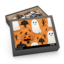 DistinctInk Jigsaw Puzzle with Ghost Skeleton Pumpkin Cartoons Design for Halloween