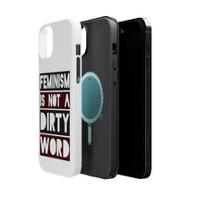 DistinctInk ToughCase for Apple iPhone, Compatible with MagSafe Charging - Feminism is NOT A Dirty Word