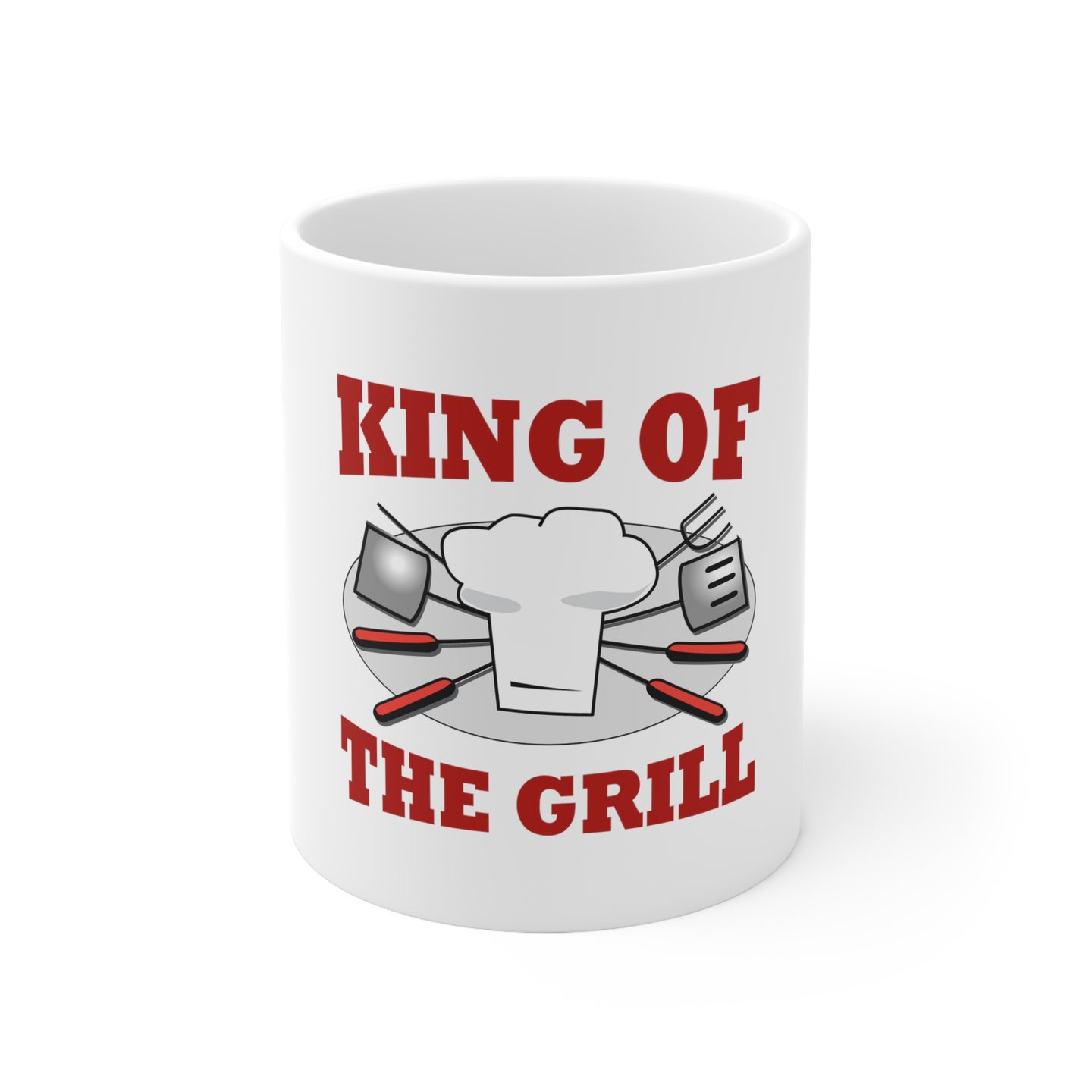 DistinctInk Glossy White Coffee / Tea Mug - King of the Grill BBQ Barbecue