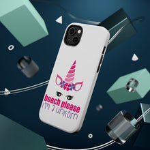 DistinctInk ToughCase for Apple iPhone, Compatible with MagSafe Charging - Beach Please I'm a Unicorn