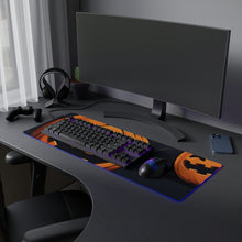 DistinctInk LED Gaming Mouse Pad with Nightly Fright of Bats and Ghouls Design for Halloween