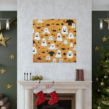 DistinctInk Canvas Wall Art with Ghoulish Bats and Pumpkins for Halloween