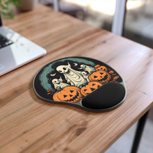 DistinctInk Mouse Pad with Wrist Rest  with Spooky Skeleton Pumpkins Design for Halloween