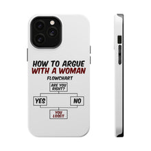 DistinctInk ToughCase for Apple iPhone, Compatible with MagSafe Charging - How To Argue With a Woman Flowchart