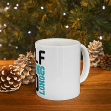 DistinctInk Glossy White Coffee / Tea Mug - Golf Strong Go Long