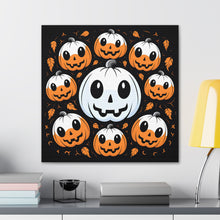 DistinctInk Canvas Wall Art with Ghost Skeleton Cartoon Pumpkin for Halloween