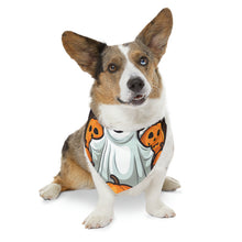 DistinctInk Adjustable Pet Banana Collar with "Spooky Skeleton Pumpkins" Design for Halloween