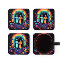 DistinctInk (Set of 4) Corkwood Coasters with The Enduring Beauty of WritingDesign for Halloween LGBTQ+ Pride