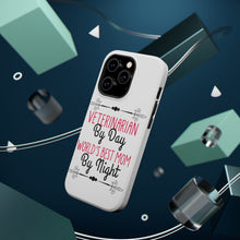 DistinctInk ToughCase for Apple iPhone, Compatible with MagSafe Charging - Vet By Day, Best Mom By Night