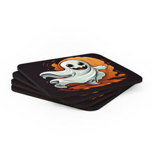 DistinctInk (Set of 4) Corkwood Coasters with Silly Specter SpritesDesign for Halloween