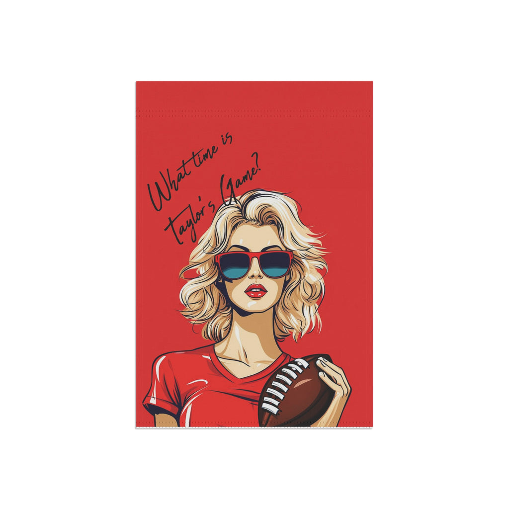 Garden & House Banner Flag with What Time Is Taylor's Game? design, view 4