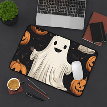 DistinctInk Desk Mat with Ghastly Skeleton Pumpkin Design for Halloween