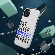 DistinctInk ToughCase for Apple iPhone, Compatible with MagSafe Charging - Eat Sleep Hockey Repeat