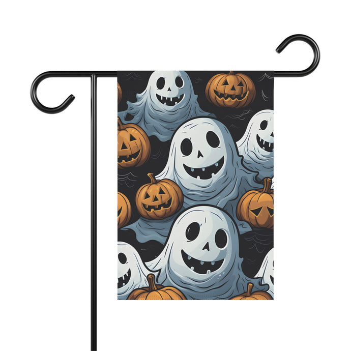 DistinctInk Garden & House Banner / Flag with Ghoulish Ghostbusters and Pumpkins Design for Halloween