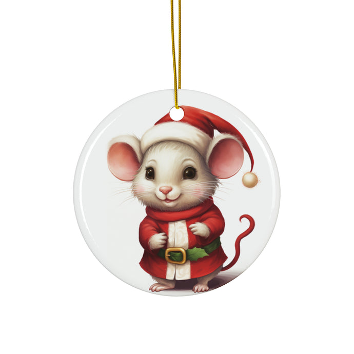 DistinctInk Hanging Ceramic Christmas Tree Ornament with Gold String - Great Gift/Present - 2 3/4 inch Diameter - Lagotti Romagnoli Design