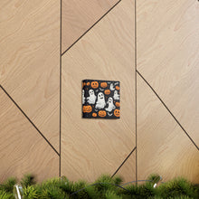 DistinctInk Canvas Wall Art with Spooky Skeleton Pumpkin Patch for Halloween