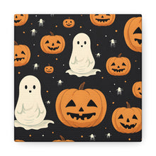 DistinctInk Canvas Wall Art with Spooky Skeleton Pumpkin Patch for Halloween