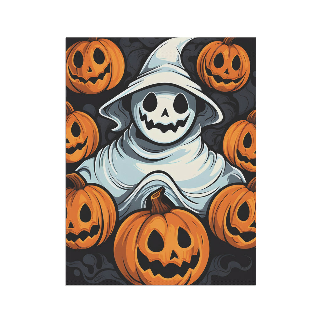 Garden & House Banner / Flag with Spooky Skeletal Pumpkin Patch Design for Halloween, view 8