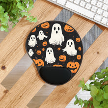 DistinctInk Mouse Pad with Wrist Rest  with Ghost Skeleton Pumpkin Cartoon Design for Halloween