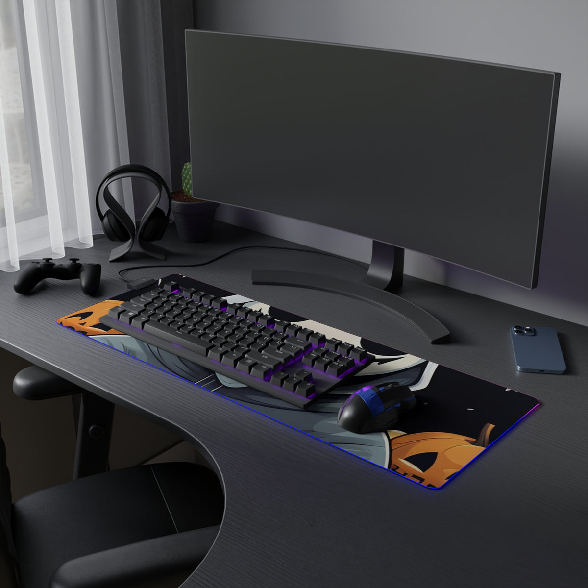 LED Gaming Mouse Pad with Skeleton Ghost and Pumpkin Design for Halloween, view 21