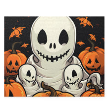 DistinctInk Jigsaw Puzzle with Ghost Skeleton Pumpkin Pattern Design for Halloween