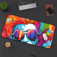 DistinctInk Desk Mat with Leading with Courage and Grace Design for LGBTQ+ Pride