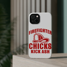DistinctInk ToughCase for Apple iPhone, Compatible with MagSafe Charging - Firefighter Chicks Kick ASH