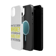 DistinctInk ToughCase for Apple iPhone, Compatible with MagSafe Charging - Whiskey in the Morning, Hard Stuff Evening