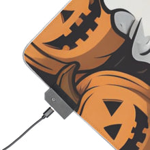 DistinctInk LED Gaming Mouse Pad with Skeletal Ghostly Pumpkin Patch Design for Halloween