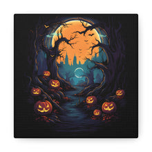 DistinctInk Canvas Wall Art with Haunted Evening Nightmare for Halloween