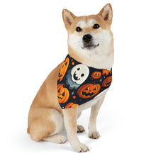 DistinctInk Adjustable Pet Banana Collar with Spooky Halloween Night Design for Halloween