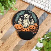 DistinctInk Mouse Pad with Wrist Rest  with Spooky Skeleton Pumpkins Design for Halloween
