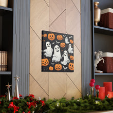DistinctInk Canvas Wall Art with Spooky Skeleton Pumpkin Patch for Halloween