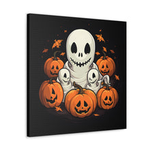 DistinctInk Canvas Wall Art with Ghost Skeleton Pumpkin Pattern for Halloween
