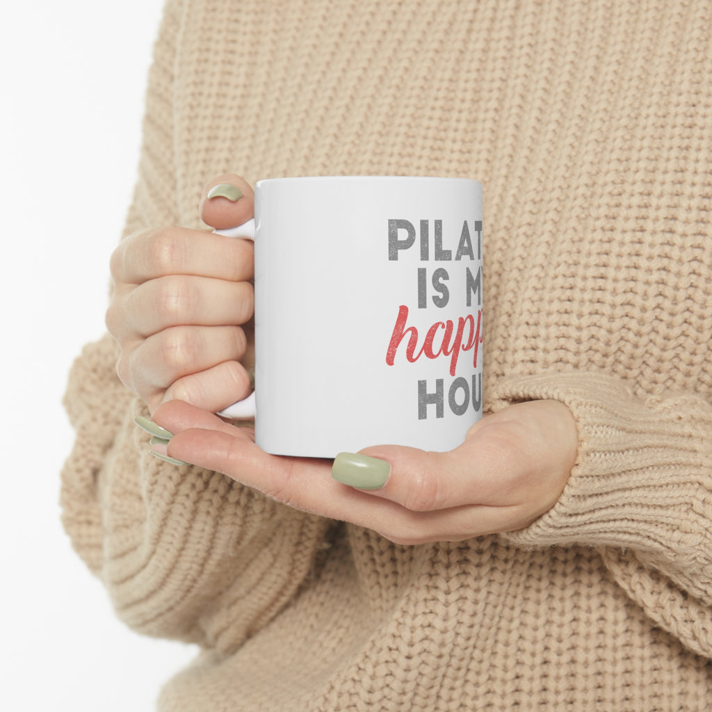 Glossy White Coffee / Tea Mug - Pilates is My Happy Hour, view 10