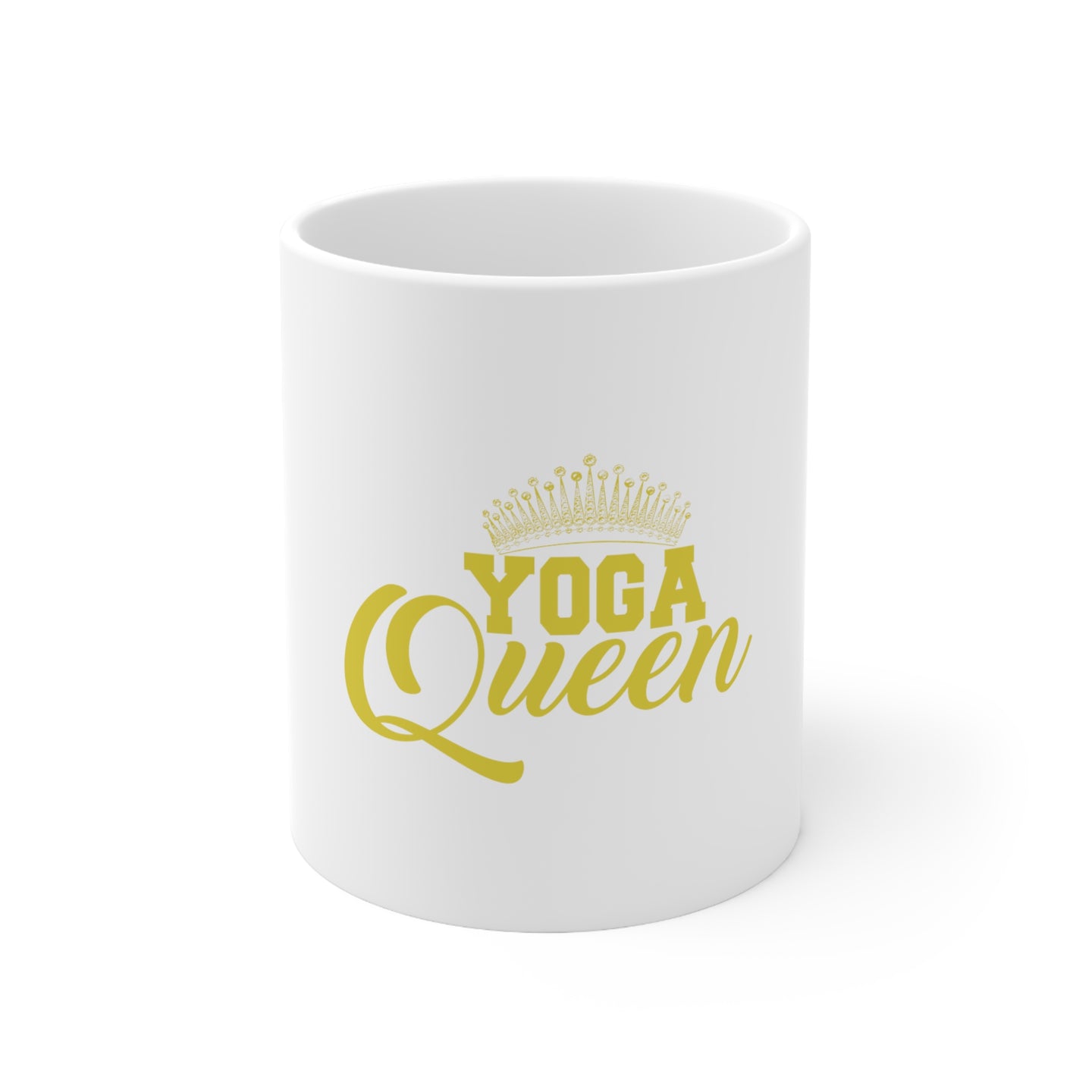 DistinctInk Glossy White Coffee / Tea Mug - Yoga Queen Crown