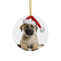 Hanging Ceramic Christmas Tree Ornament with Gold String - Anatolian Shepherd Dog Puppy Design