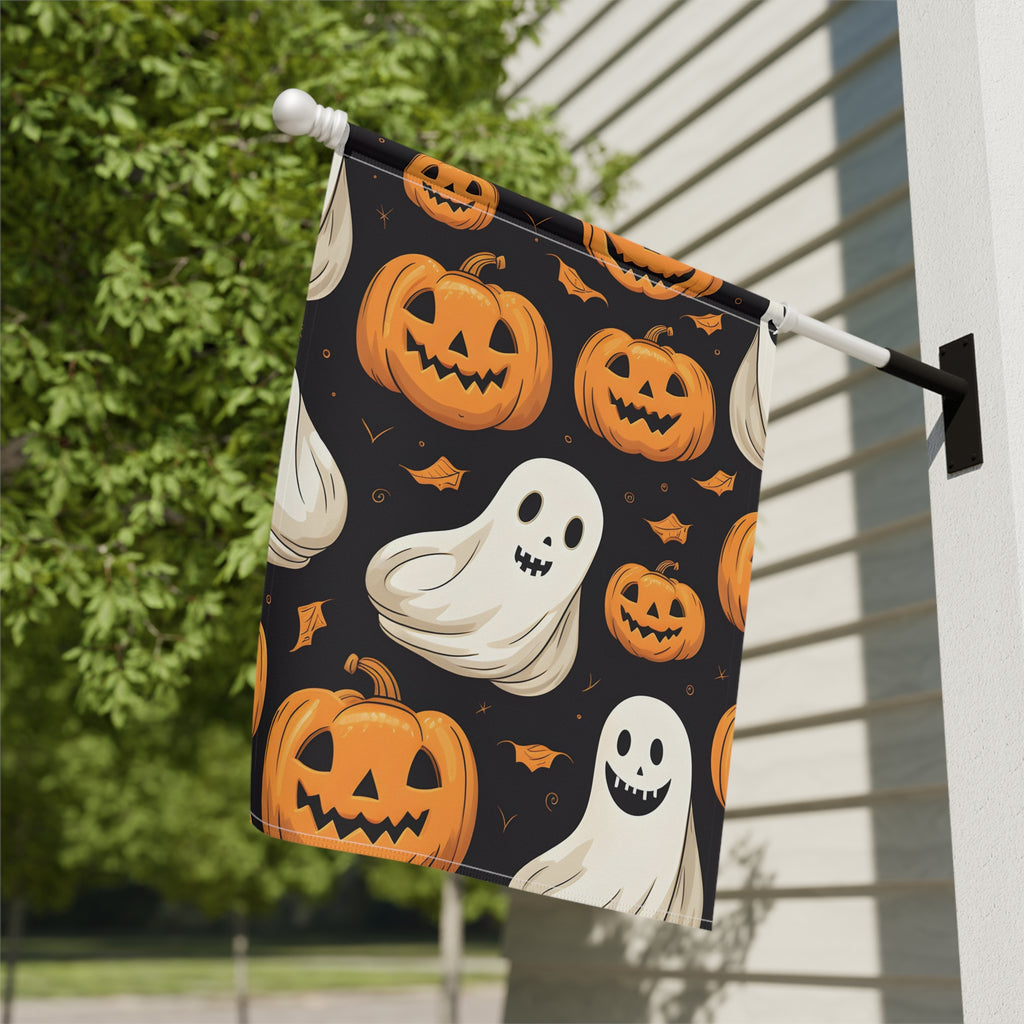 Garden & House Banner / Flag with Ghastly Skeleton Pumpkin Party Design for Halloween, view 10