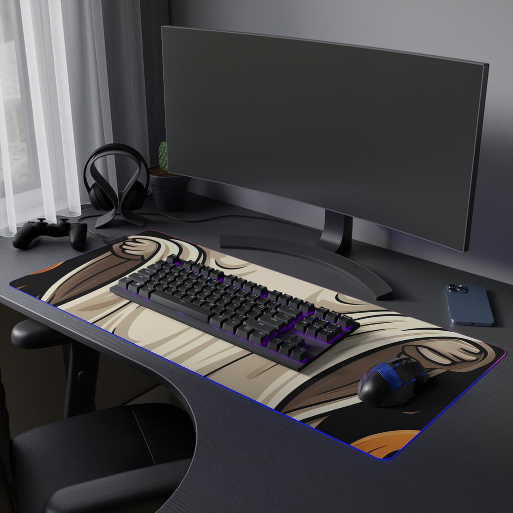 LED Gaming Mouse Pad with Ghastly Skeletal Pumpkin Patch Design for Halloween, view 27