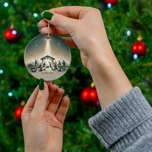 DistinctInk Hanging Ceramic Christmas Tree Ornament Charm with Gold String - Great Gift/Present - 2 3/4 inch Diameter - Nativity Scene, Savior's Birth - Luke 2:11