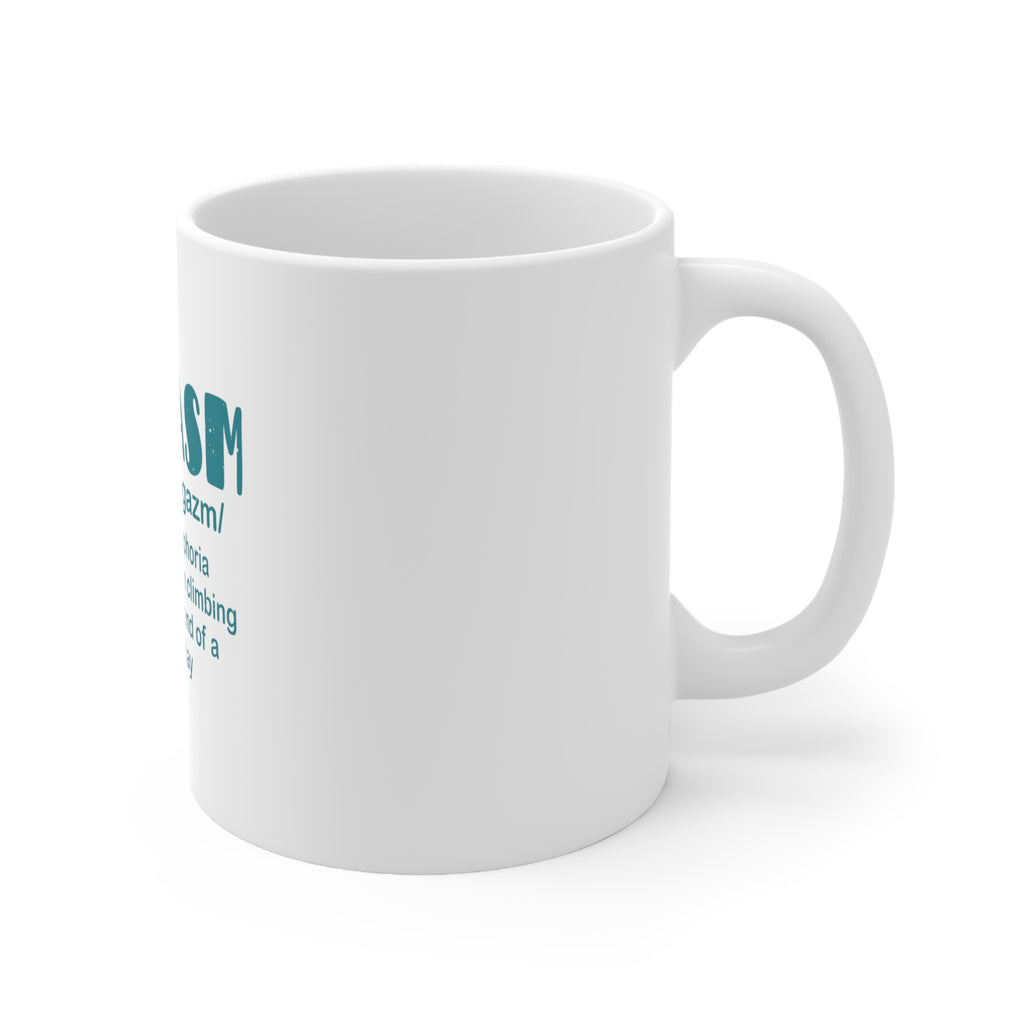 Glossy White Coffee / Tea Mug - Bedgasm Definition Climb in Bed Lon Day, view 3