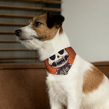 DistinctInk Adjustable Pet Banana Collar with Skelly's Halloween Bash Design for Halloween