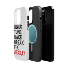 DistinctInk ToughCase for Apple iPhone, Compatible with MagSafe Charging - Build Tune Race Break Fix Repeat