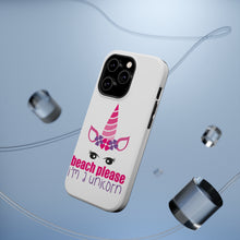 DistinctInk ToughCase for Apple iPhone, Compatible with MagSafe Charging - Beach Please I'm a Unicorn