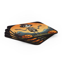 DistinctInk (Set of 4) Corkwood Coasters with Skelefun HalloweenDesign for Halloween