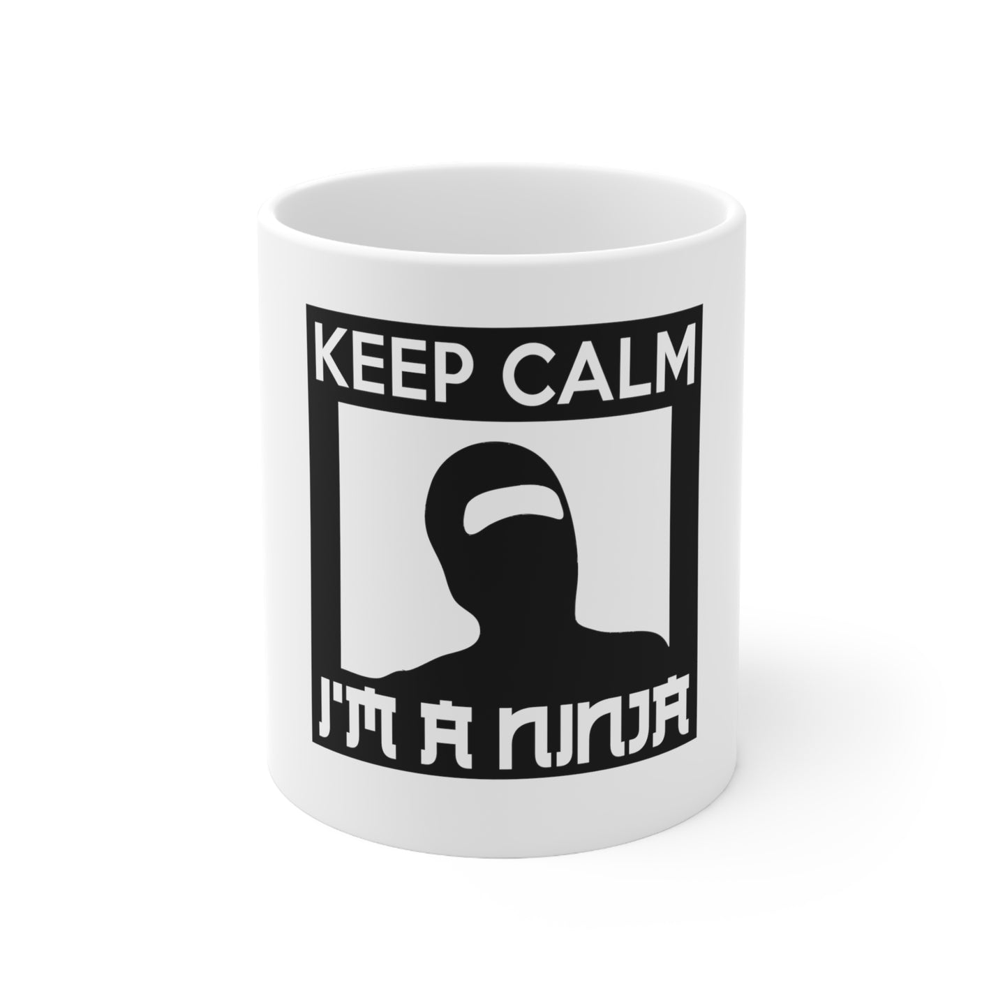 DistinctInk Glossy White Coffee / Tea Mug - Keep Calm I'm a Ninja