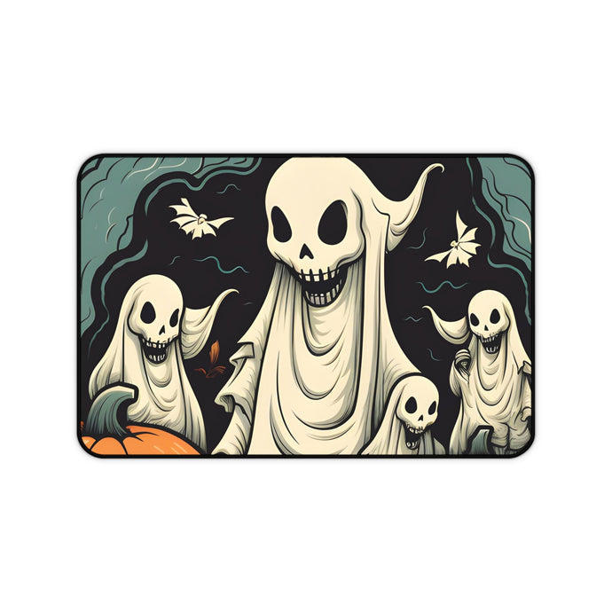 DistinctInk Desk Mat with Spooky Skeleton Pumpkins Design for Halloween
