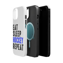 DistinctInk ToughCase for Apple iPhone, Compatible with MagSafe Charging - Eat Sleep Hockey Repeat