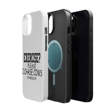 DistinctInk ToughCase for Apple iPhone, Compatible with MagSafe Charging - Exercise? Please I Chase Cows